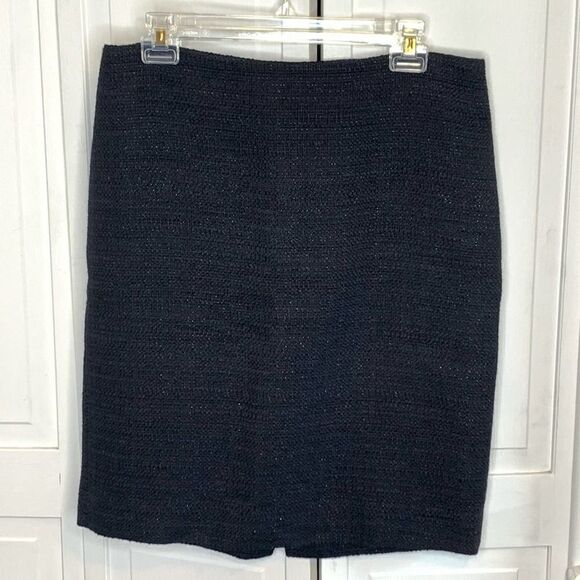 Theory Frieda Black Tweed Virgin Wool Pencil Skirt - Picture 3 of 10